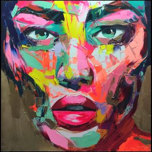 Francoise Nielly Palette Knife Impression Home Artworks Modern Portrait Handmade Oil Painting on Canvas Concave Convex Texture Face108