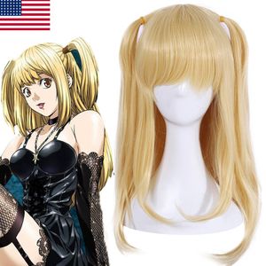 Größe: verstellbare Damen-Synthetik-Death-Note-Misa-Amane-Blonde-Cosplay-Perücken, Damen-Accessoires, lange, gerade Pony-Perücke