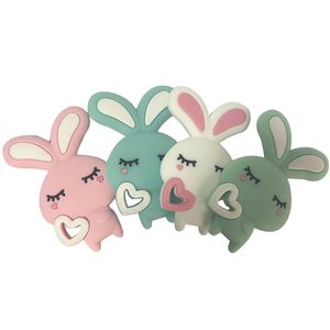 Rabbit Silicone Teether Cute Animal Baby Teething Toy Chew Beads BPA Free Silicone Pendant DIY Nursing Necklace Toddler Chew Biter Toy