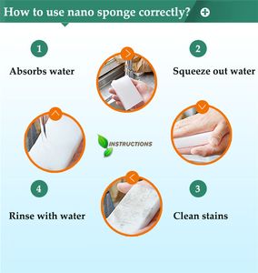 Rengöring av Nano -svampar Eraser 100st Pack Premium Melamine Sponge Scrub Pads For Kitchen Hushållsrengöring214p