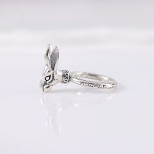 خمر S925 Sterling Silver Ring Forest Series Forest Rabbit Head Tide Tide Men and Women's Rings