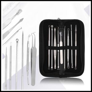 EPACK 9pcs/set Stainless Steel Black Head Remover Tool Kit Professional Blackhead Acne Comedone Pimple Blemish Extractor Beauty Tool