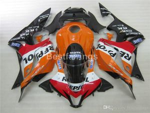 Injektion Motorcykel Fairing Kit för Honda CBR600RR 2007 2008 Orange Svart Fairings Set CBR 600RR 07 08 LL38