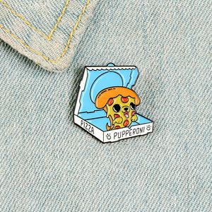 Pizza Dog Pins Cartoon Animal Pins Broscher Ta ditt husdjur Enamel Lapel Pin Badges Kläder Tröja Väskor Hattar Härliga Smycken Gåvor för vän