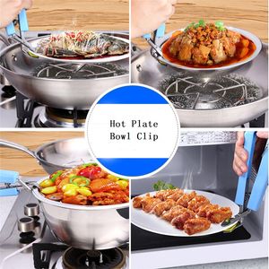 Hot Bowl Uchwyt Ze Stali Nierdzewnej Miska Klip Handheld Dish Niecki Gripper Hot Dish Plate Clip Clip Silikonowy Uchwyt Narzędzie Kuchenne