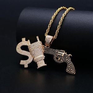 Hip hop copper micro zircon Necklace pistol pendant jewelry personality gift