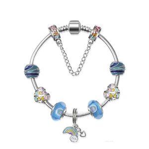 2019 Nuovo fascino Braccialetti stile Pandora Bracciale con perline di fascino Bracciale in argento 925 con pendente arcobaleno Regalo di San Valentino Gioielli fai da te con logo originale