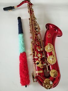Chegada Nova Musical Instrument Suzuki Bb Tenor alta qualidade saxofone Corpo de latão vermelho dourado Gold Key Sax com bocal