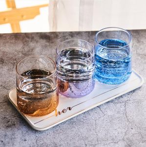 Yıldız Cam Kupası Kaplama Büyük Kapasiteli Kurşunsuz Su Drinkware Ev Kristal Suyu Bira Süt Dondurma Tatlı Bardaklar