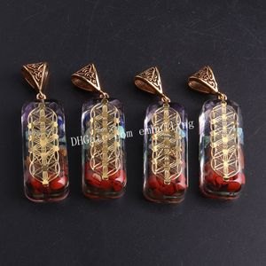 10pcs 7 Chakra do arco-íris Orgone Proteção Gerador de Energia pingente EMF Cura Gemstone bobina de cobre Orgonite Pingentes Progresso Prosperidade