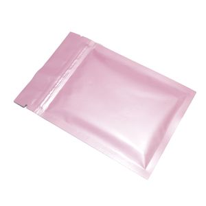 100pcs Zipper Top Flat Storage Bag Heat Mylar Glossy Pink Zip Lock Bags