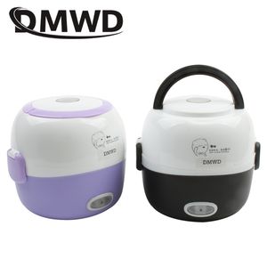 Dmwd Mini Rice Cooker isolamento Aquecimento Eléctrico Lunch Box 2 camadas portátil Steamer Multifuncional Automatic Food Container Eu C19041901