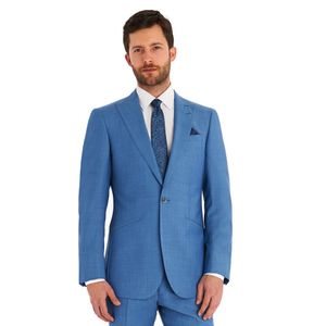 Przystojny Przycisk One Groomsmen Peak Lapel Groom Tuxedos Mężczyźni Garnitury Ślub / Prom / Dinner Best Man Blazer (Kurtka + Spodnie + Krawat) AA174