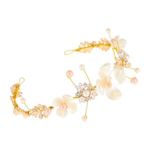 US Warehouse Pearl Flower Braut Kopfschmuck handgewebte europäische und amerikanische Diamant-Hochzeitsfotografie Haarzubehör Juwely Geschenk