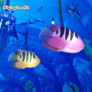 Customized Personalized Lighting Inflatable Colorful Fish 2m Ceiling Pendent Cartoon Fish Balloon With Led Light For Aquarium Decoration