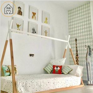 Nordic Criângulo Criângulo Cama Ins Estilo Moldura De Madeira Casa Kids Room Triangular Sólida Camas de Madeira