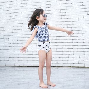 女の赤ちゃんポルカドットスプリットビキニ水着夏弓の子供たちのスリングバススーツかわいい子供スパ水着C6238