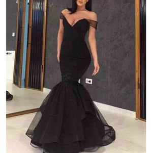 Elegant Off Omuz Siyah Akşam Partisi Seksi Uzun Balo V Boyun Mezuniyet Elbiseleri Resmi Pageant önlükleri dantel aplike 0513