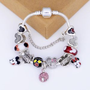 Wholesale-925 Murano Charm beads bracelet For Children Original DIY Jewelry Style Fit Pandora Cartoon bracelet jewelry