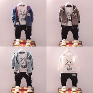 Wholesale 2t coat resale online - 2019 new style Spring Autumn cotton Zipper Hoodies pentagram pattern with coat long sleeve and trousers three pieces for boys and girls