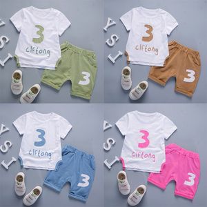 2019 trend style summer cotton round collar 3# pattern with short sleeve and shorts two pieces for boys and girls