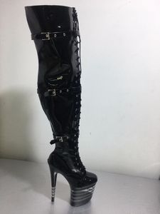Vendita calda-Stivali alti alla coscia sexy Tacchi alti da 8 pollici Piattaforma di moda Stivali sopra il ginocchio da donna 20cm Ballo con tacco alto