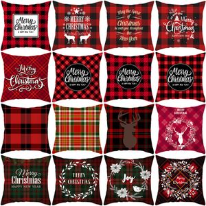 NEW Merry Christmas Elk Winter Snowman Xmas Words Polyester Throw Pillow Covers Decorative Pillowcase Cushion Cover for Sofa Bedroom Car