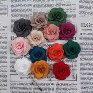 Hot Risvolto Fiore Uomo Donna Camelia Handmade Boutonniere Stick Spilla Pin Accessori da uomo in 20 colori YD0067