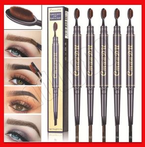 CMAadu Eye Make-up Augenbrauenbleistift Zahnbürstenkopf Design Pinsel 2 in 1 Augenbrauenbleistift + Augenbrauenbürste langlebig wasserdicht 5 Farben