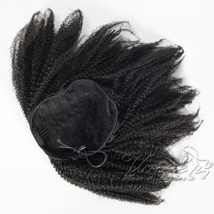 Brazylijski Natural Black 8 do 22 cal 4B Afro Kinky Curly 120 G Skrzyniarz Skrzyka Wyrównana Dziewica Remy Ludzkie Włosy Sznurek Ponytail