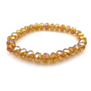 Amber AB Renk 8mm Faseted Kristal Boncuklu Bileklik Kadınlar için Basit Stil Esnek Bilezikler 20 PCS/LOT BOLDALE