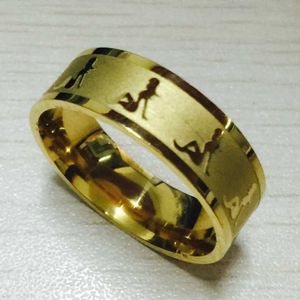 European Fashion 8mm sexy girls Rings gold color 316L Titanium Steel solid beauty ring women men alliance