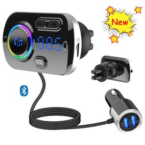 BC49BQ Rainbow Colors Bluetooth Hands-free Calling Car Kit FM Transmitter Radio MP3 Music Player Cars Charger Dual USB Ports Adapter TF Card