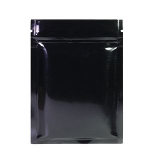 7.5*10CM, 100PCS Glossy Black Resealable Plastic Pouch Double Side Metallic Mylar Aluminum Foil Zip Lock Bag