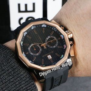 New Admiral's Cup AC-One A116/02597 Date Black Dial Quartz Chronograph Mens Watch Tow Tone Rose Gold Case Gumowy pasek Zegarki Hello_watch