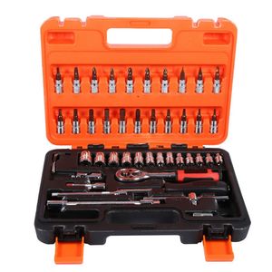 Freeshipping 46pcs/set Socket Spanner Sets Car Repair Tool Ratchet Torque Wrench Combo Tools Kit With Box Durable