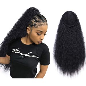 Natural brazilian ponytail human hair Drawstring cllip in afro kinky curly high pony tail hairpiece 140g