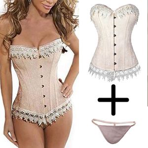 Kvinnor Plus Storlek S-6XL Fashion Classic Lace-up Overbust Bustier Dance Corset Topp med Lace Trim Detaljer Gratis Drop Ship