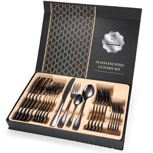 Aço Inoxidável Louça Set 24pcs 1set garfo talheres de aço inoxidável talheres talheres faca Set Colher LJJK2149