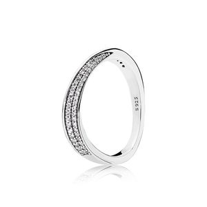 925 Sterling Silber CZ Diamant Eheringe Sets Original Box für Pandora Elegant Waves Ring Frauen Luxus Schmuck