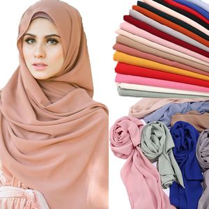 Wysokiej jakości marszczona szyfonowa hidżab szalik szale damskie moda muzułmańska zwykły okłady z pałąkiem na głowę długie szaliki/szalik