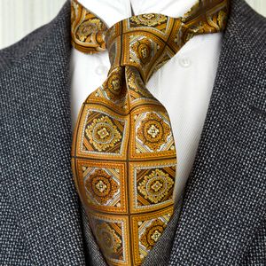 ingrosso Legami Floreali Gialli-F17 all ingrosso Giallo Nero Arancione Controllato floreali Mens Cravatte Cravatte seta jacquard tessuto squisito vestito regalo per gli uomini a mano