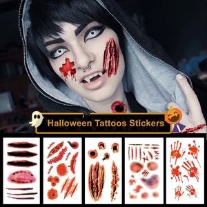 Halloween Temporary Tattoos Stickers 30pcs set Arm Face Realistic Horror Scars Makeup Tattoo Props Cosplay Party Art Sticker Kits