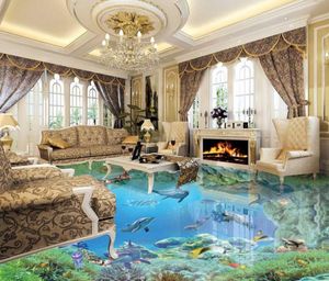 custom 3d flooring Underwater World 3d wallpaper living room bedroom floor tiles self adhesive wallpaper