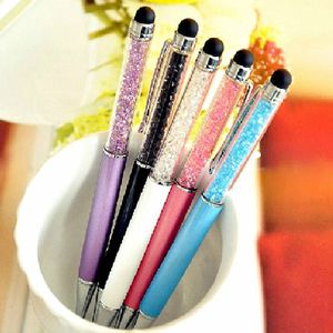 Wholesale Colorido 2 em 1 de cristal capacitivo toque stylus ball pen para ipad iphone xs x 8 7 6 s 6 plus htc samsung galaxy note3 500 pçs / lote