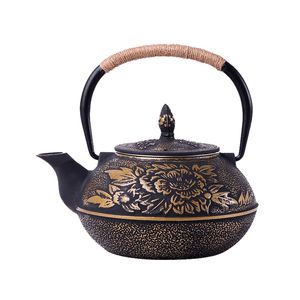 Chinese Cast Iron Teapot Kettle with Stainless Steel Infuser Strainer Plum Blossom 30 Ounce ( 900 ml )