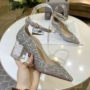 Hot Sale-2019 Ny Design Kvinnor Skor Högklackat Guld Silver Heels Lady Bröllop Heels Skor Bride Dress Shoes