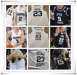 2020 College Basketball Utah State Aggies Jerseys Sam Merrill Alphonso Anderson Abel Porter Neemias Queta Diogo Brito Bean Men 4XL