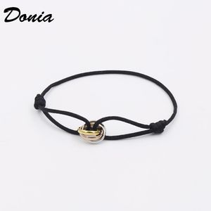 Donia Jewelry Luxury bangle European and American Fashion Exaggerated Titanium Steel Three Small Circles Multicolor Rope Individual Geometric Pattern Party