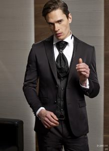 Moda Dark Brown Groom Tuxedos Peak Lapel Groomsmen Mężczyzna Suknia Ślubna Mężczyzna Kurtka Blazer Prom Dinner 3 Piece Suit (Kurtka + Spodnie + Kamizelka + Krawat) 82